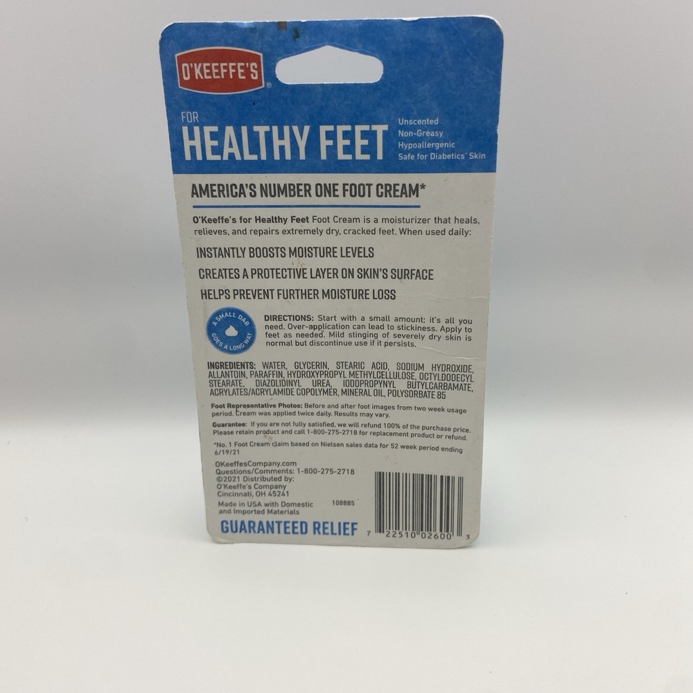 O'Keeffe's Healthy Feet FOOT CREAM 2.7oz Tub blue - Picture 4 of 4